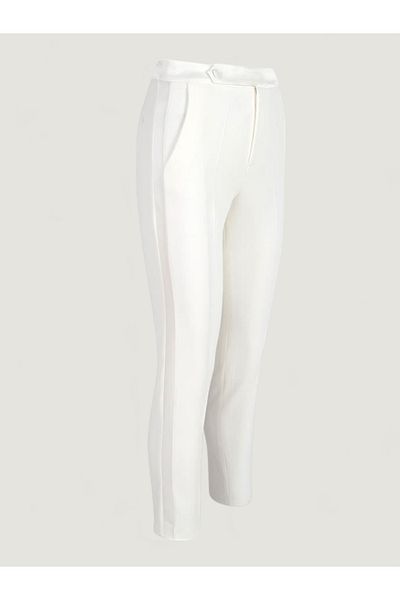 RİVUS Satin Garni Detailed Piping Trousers - Ecru