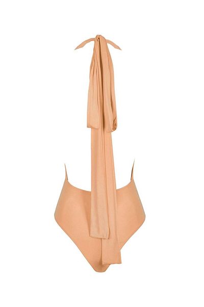 RİVUS Deep Chest Low-cut Tie-Up Bottom Snap-On Iconic Body - Orange