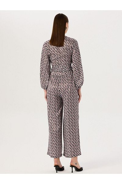 RİVUS Red Patterned Wide Leg Trousers
