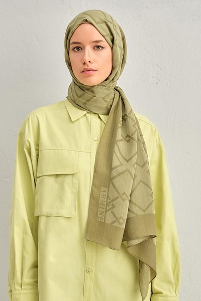 Armine Πράσινη αλυσίδα με σχέδιο Tensel-Silk Shawl - ATN2 - 3297