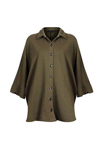 RİVUS Düğme Detaylı Oversize Gömlek - Haki