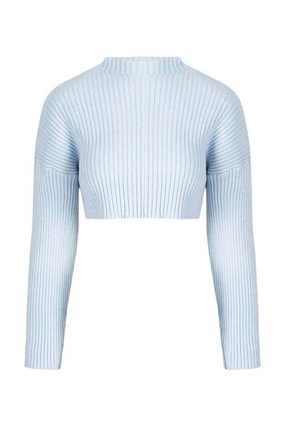 RİVUS Pulover Crop Knitwear - Albastru