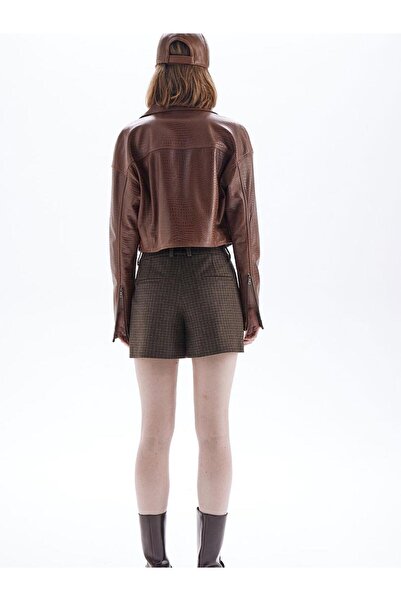 RİVUS Pötikare Desenli Kısa Şort - Kahve