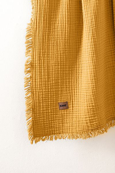 Kanz 4 Layer Baby Muslin Blanket - 100% Cotton, 100X120 Mustard