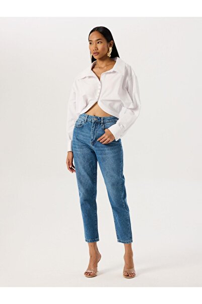 RİVUS White Oversize Cotton Shirt - Pearl Button