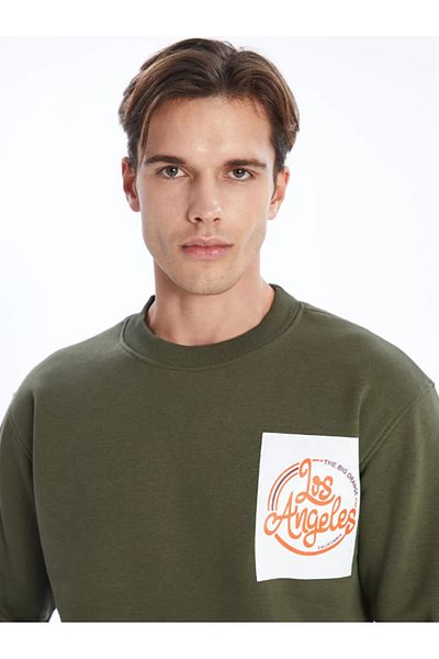 LC Waikiki Calimera Fashion Khaki Crew Neck Long Sleeve Men's Sweatshirt