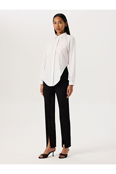 RİVUS White Asymmetric Cut Buttoned Shirt