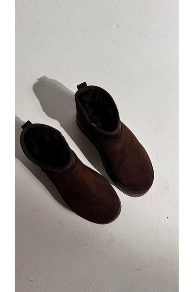 Eataly Shoes Botine din piele intoarsa cu talpa inalta Maro deschis