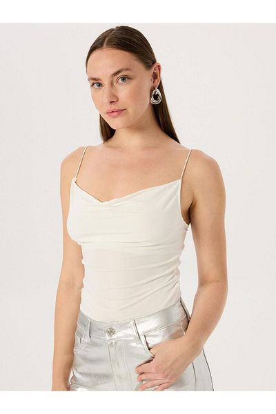 RİVUS Ecru Degaje Collar Rope Strap Body