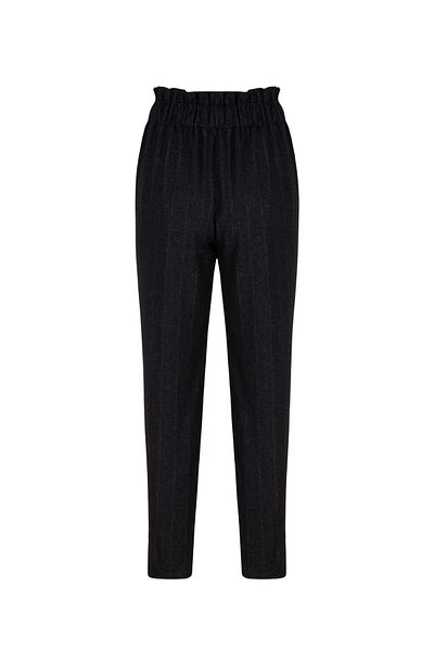RİVUS Elastic Waist Zipper and Snap Detailed Pipe Leg Woven Trousers-Anthracite
