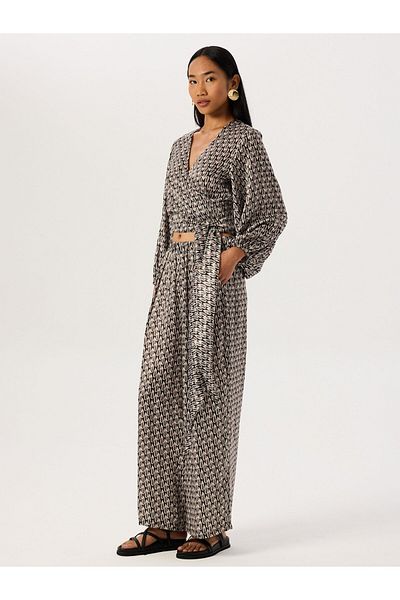 RİVUS Orange Patterned Wide Leg Trousers