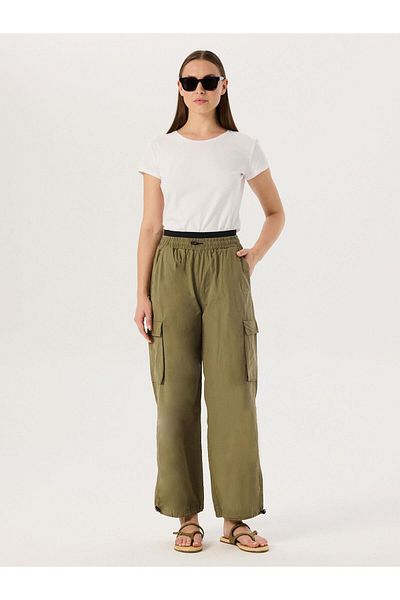 RİVUS Khaki Cargo Pants - Elastic Waist and Drawstring Detail