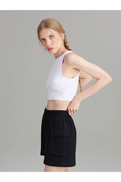 RİVUS Detailed Camisole Crop Tank Top - White