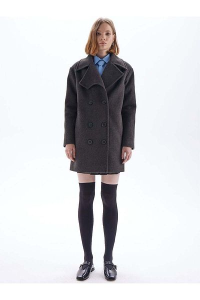 RİVUS Wool Blended Stamp Coat - Anthracite