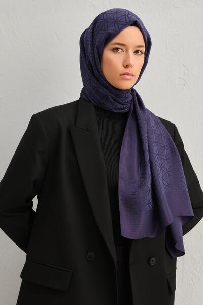 Armine Lyocell Şal - Yıldız Desen - ALY4 - 112-18 - Lacivert