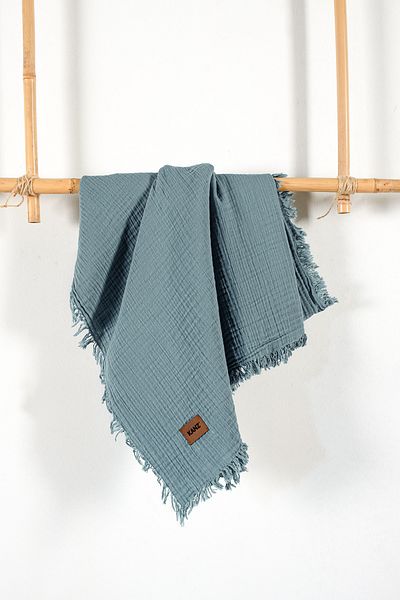 Kanz Indigo Baby Muslin Blanket - 2 Layers, 100% Cotton, 100X120