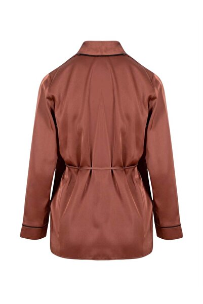 RİVUS Wrap Closure Satin Pajama Jacket - Copper