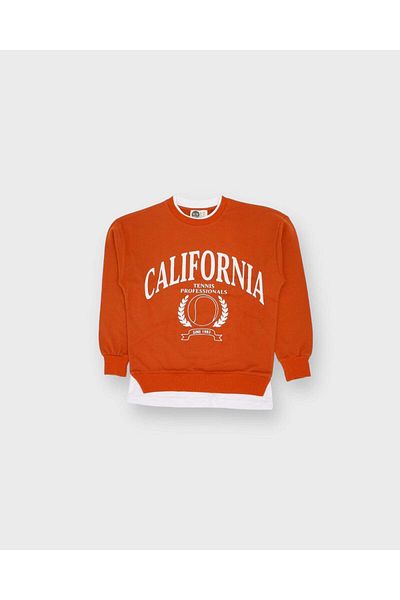 rg kidsstore Young Front Printed T-Shirt Piece Detailed Sweatshirt