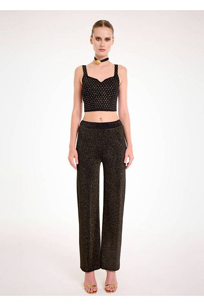 Knitss Gold Lurex Knitwear Trousers
