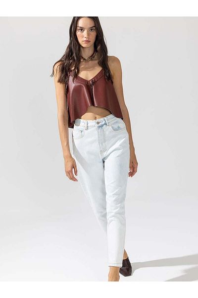 RİVUS Pantaloni Mom Fit Jean - Albastru deschis