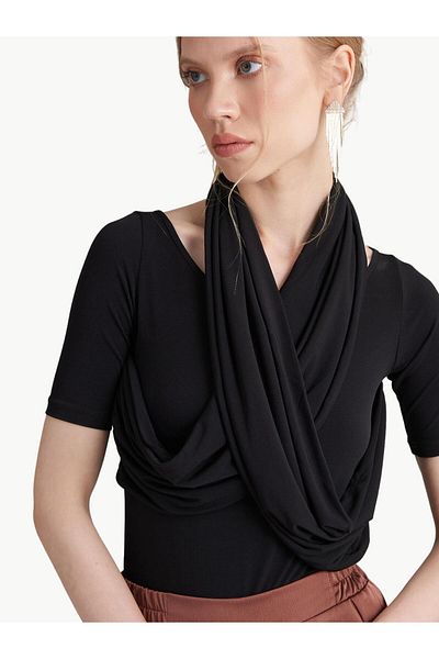 RİVUS Crossover Tie-Up Bodysuit - Black