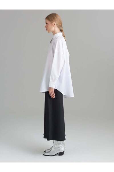 RİVUS Oversıze Düşük Omuz Gömlek - Beyaz