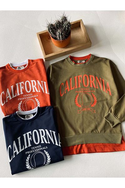 rg kidsstore Young Front Printed T-Shirt Piece Detailed Sweatshirt