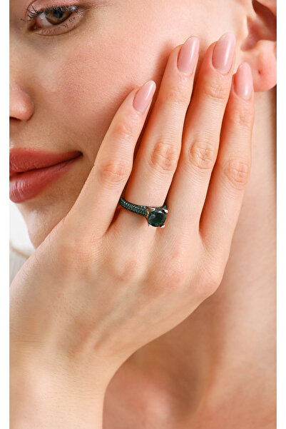 by evrenmusti 925 AYAR GÜMÜŞ YEŞİL TAŞLITEK TAŞ YÜZÜK