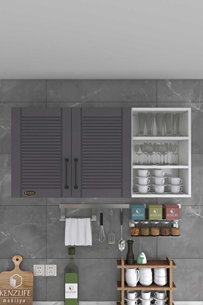 Kenzlife Hazır Mutfak Dolabı Maydanoz60 Gri Mod2 60*120*32 Mebran Kapak Suntalam Gövde