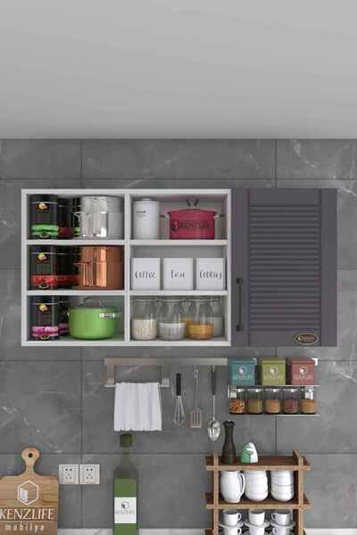 Kenzlife Hazır Mutfak Dolabı Nane60 Gri Mod2 60*120*32 Mebran Kapak Suntalam Gövde