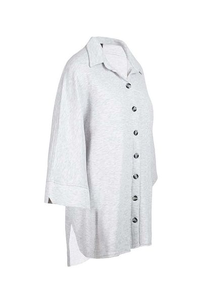 RİVUS Γκρι μαύρο πουκάμισο Oversize - Λεπτομέρεια με κουμπί