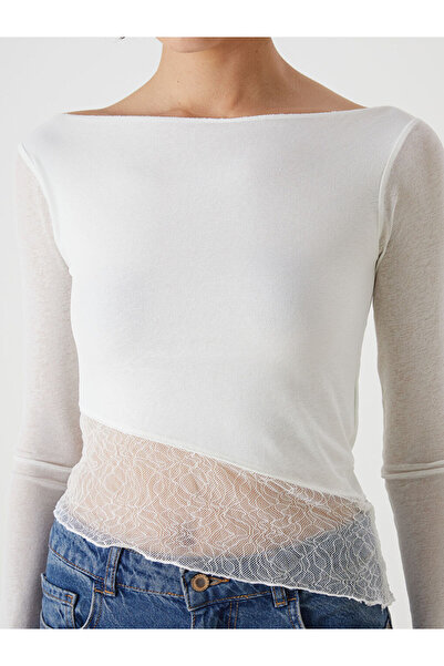 LC Waikiki Kayik Yaka Dantel Detayli Kadin Bluz - W4L244Z8