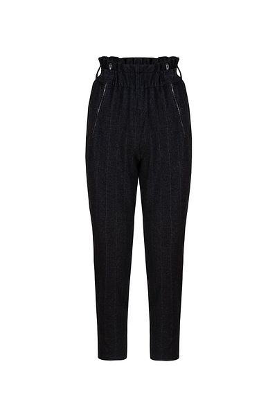 RİVUS Elastic Waist Zipper and Snap Detailed Pipe Leg Woven Trousers-Anthracite