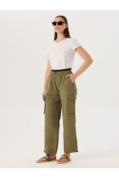 RİVUS Khaki Cargo Pants - Elastic Waist and Drawstring Detail