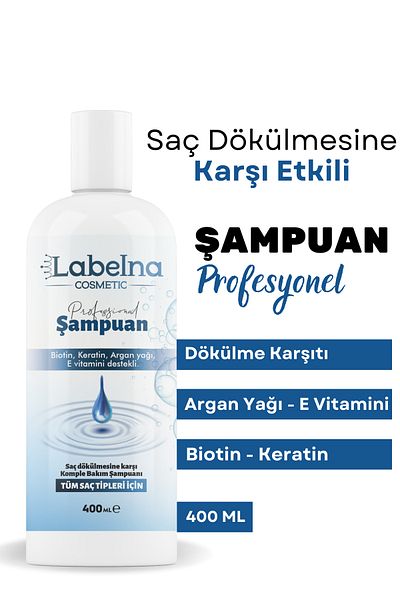 Labelna Cosmetic 400 ml Hair Care Shampoo - Fast Loss, Keratin, Biotin, Argan Oil and E-Vitamin