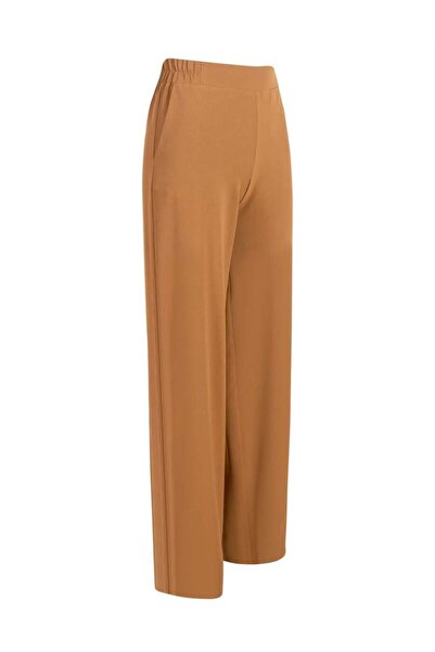 RİVUS Beli Lastikli Bol Paça Krep Pantolon - Camel