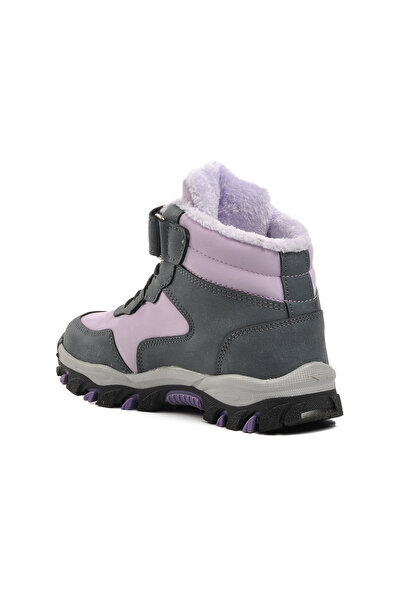 WALKWAY Wlky-Leo01 Lilac Children's Outdoor Boots with Fur Inside