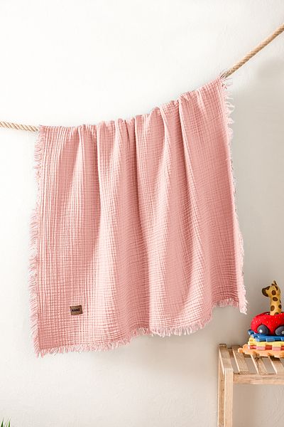 Kanz 4 Layer Pink Baby Muslin Blanket - 100% Cotton 100X120