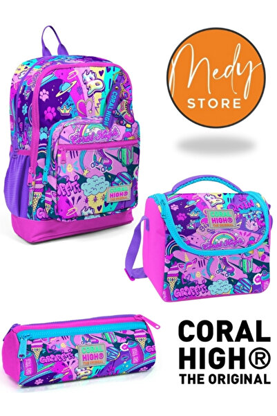 Coral High Grafiti Desenli 3’lü Okul Çanta Seti