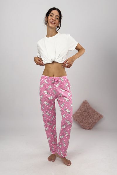 Betimoda Pantaloni de pijama de damă mari iepure roz cu panglica
