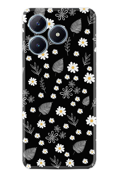 realme C61 Kılıf Boutique Baskılı Resimli Papatyalar ve Yaprak Pcode -078