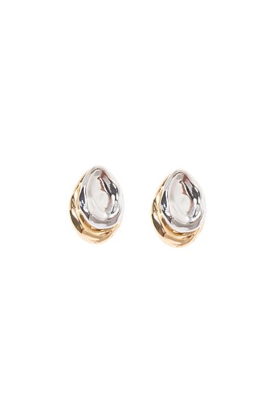 RİVUS Double Color Drop Cut Earrings - Silver/Gold