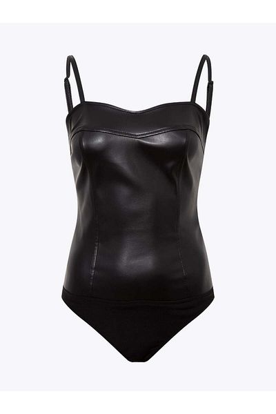 RİVUS Vegan Leather Body with Snap Straps - Black