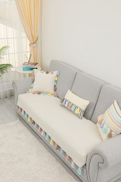 Aisha's Design غطاء أريكة كتان ملون مقاس 90 × 210، KO-21