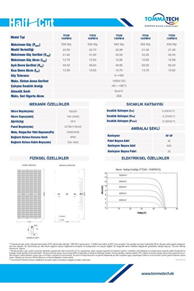 Tommatech 550wp 144pm M10 Hc-mb Güneş Paneli