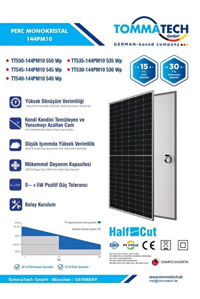 Tommatech 550wp 144pm M10 Hc-mb Güneş Paneli