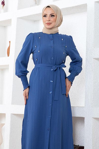 Modamihram Indigo Set - Pearl Detail, Model 19360