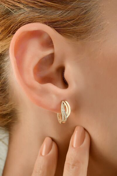 Çgk Çiğdem Gürel Kuyumculuk ÇGK “Swan” 8 Ayar Altın Zarif Tasarım Küpe – Kadı...