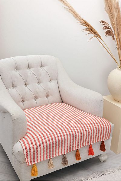 Aisha's Design Colorful Tufted Orange Striped Single Sofa Cover 75X90Cm,Ko-20T