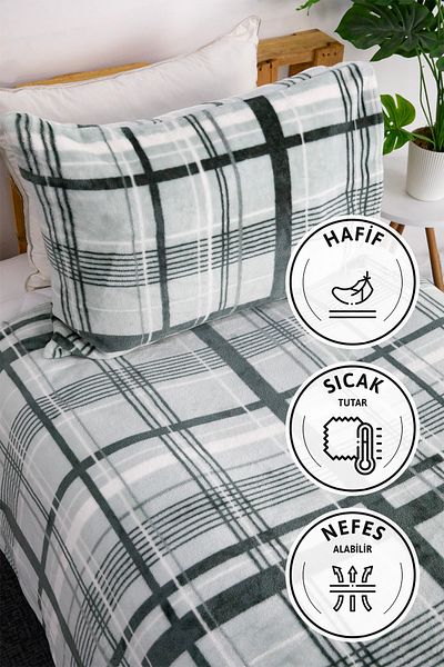 FAVORA Green Single 2 Piece Woolly Blanket Bed Set